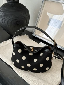 Autumn New Large Polka Dot Hobo Small Bag For Women, Slouchy Underarm Shoulder Bag, Fashionable Cute Crossbody Bag - Multicolor - View 3