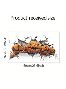 1pc Halloween Pumpkin Wall Decal, Say Goodbye To Monotonous White Walls! Create An Atmospheric Home With One-Click Application, Easy To Stick, Whether In Bedroom Or Living Room, Instantly Refresh Your Home Decor, Suitable For Bedroom And Living Room Wall Decoration, Self-Adhesive And Removable Wall Sticker - D - View 8