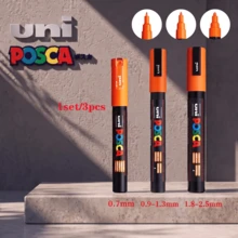 UNI 16/3pcs Pc-5M Acrylic Paint Markers, Suitable For School Learning And Art Creation, Ideal For Drawing Cartoon Characters, Stones, Glass And Ceramics, Perfect Stationery For Back To School Season - F - View 13
