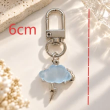 1pc/2pcs/6pcs Unisex Cute Alloy Inlaid Transparent Cloud Raindrop Lightning Pendant, Weather Series Bag Charm, Couple Gift, Luggage Accessory - Multicolor - View 3