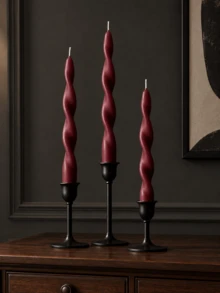 8/4/2pcs (2cm*25cm/0.79in*9.84in) Long Stem Elegant Burgundy Twisted Spiral Taper Candles, Smokeless Wax Material, Suitable For Home Decor, Living Room, Bedroom, Dining Table, Entryway Console, Wedding Scene Arrangement, Centerpiece, Holiday Or Thank You Gift Occasions, Perfect Home And Bedroom Decor, Wedding Decoration, Party Favor, Ramadan Gift, Valentine's Day Gift, Candlelight Dinner Atmosphere - Multicolor - View 7