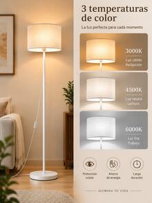Lámpara de mesa con pantalla de tela beige, 3 tonos de luz ajustables, diseño elegante, para sala y dormitorio - Tipo de Enchufe A USA (110-127V) - Ver 4