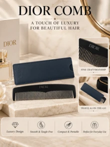 Dior Comb, 13*3.5cm, Smooth Teeth, Portable, With Storage Pouch, Suitable For Daily Use And Travel Hair Styling - Black - View 9