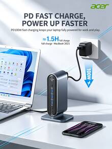 Acer Type-C Vertical Docking Station HDMI/VGA 4K Gigabit Ethernet USB Hub Adapter For MacBook Huawei Laptop Expansion - View 5