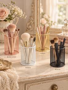 Nordic Style Gold Pen Holder & Makeup Brush Organizer, Portable Multi-Functional Desktop Storage, Can Store Cosmetics, Suitable For Home Desktop Decoration, Study Room Storage, Applicable For Bedroom, Office Or Travel Daily Use - Multicolor - View 2