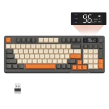 M96 Wireless Gaming Keyboard, Knob Control Bluetooth/2.4G Wireless, Mechanical Feel, RGB LED Backlight With Display Screen, PBT Keycaps, 3000mAh, US Layout Compatible With Win - Multicolor - View 13