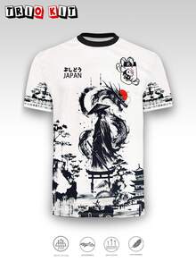 Japanese Men's Football Jersey & Samurai Sword Pattern Lightweight Soft & Match, Training, Casual Wear & Gift - White - View 2