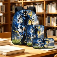 Football Player 2D Print 3 Pieces Set, Large Capacity Backpack With Crossbody Bag And Pencil Case, Side Elastic Mesh Pocket For Water Bottle, Wide Breathable Adjustable Shoulder Strap, Sports Fan Style Commute Travel Daily Storage Bag - Printed Bag - View 7