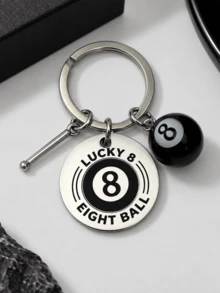 1Pc Mini Style Lucky 8 Keychain Pendant Backpack Pendant Aluminum Alloy Metal Sealed Pendant - Multicolor - View 3