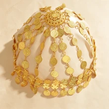 Arabian Banquet Tassel Head Chain, Metallic Texture Craftsmanship, Layered Hanging Design, Evening Gown Matching Atmosphere Headpiece - One Size - View 3