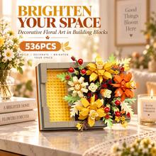 536pcs Yellow Flower Box Building Blocks Set, Foldable Floral Display Model, Suitable For Desktop And Home Decor, Adult DIY Collector's Assembly Set - Flower Box Building Blocks - View 4