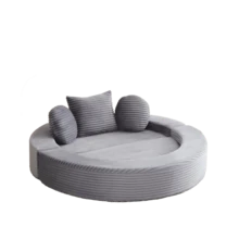 A Versatile 4-In-1 Sofa Bed, Ideal For Compact Living Spaces, That Can Be Used As Both A Semi-Circular Sofa And A Round Daybed, Two Round Cushions And One Square Cushion - Grey - View 6