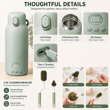 YKV Portable Water & Milk Warmer With Digital LCD Display, Battery Powered, Fast Heating, Suitable For Travel, Includes Silicone Cleaning Brush - Baby Bottle Warmer & Hygiene Cleaning Set - H103 - View 5