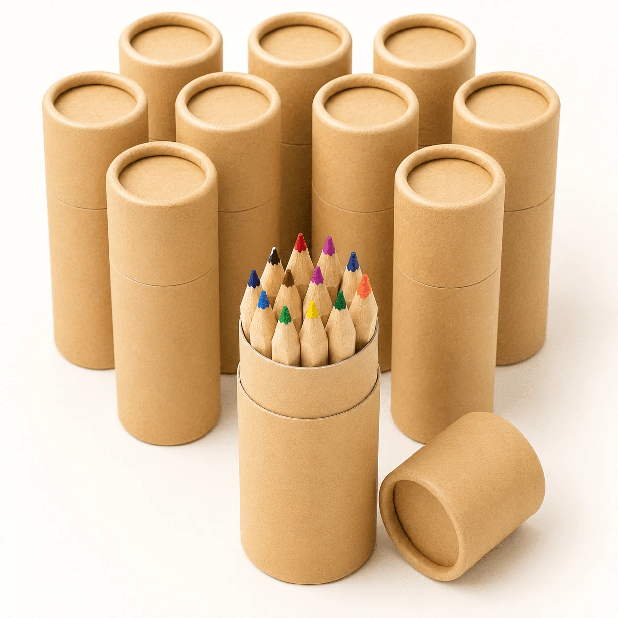 48pcs Mini Colored Pencil Set, Includes 48 Short 12-Color Pencils, Kraft Paper Tube Packaging, Portable Art Supplies, Suitable For Back To School, Travel, Party Gifts And Giveaways - Sets - View 1