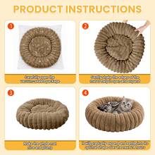 Luxury Faux Rabbit Fur Round Donut Pet Bed, Dog Bed, Cat Bed, Soft Fluffy Comforting Pet Bed, Thickened Rim Warm Pet Sleeping Bed, Suitable For Small And Medium Pets - Multicolor - View 6