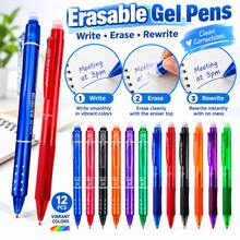12 Pack Erasable Gel Pens, 0.5mm Fine Point Retractable Pens In 2 Styles And 6 Assorted Colors, Smooth Writing Erasable Pens For School Office Notes Journaling Homework And Daily Writing - Multiple Styles - View 5