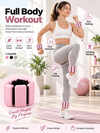 2pcs 1lb/2lb Adjustable Wrist And Ankle Weights, Unisex Wearable Weighted Bands For Pilates, Walking, Wrist, Ankle, Arm And Leg Workouts, Yoga, Home Fitness And Physical Training