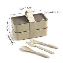 Bento Box, Stackable Lunch Box With Utensils Fork Spoon Knife, Translucent Plastic Food Storage Container With Strap Handle, Double Layer Meal Prep Box, Salad Sushi Container For School Student Office Work Travel, Rectangular Portable Lunchbox - Multicolor - View 16