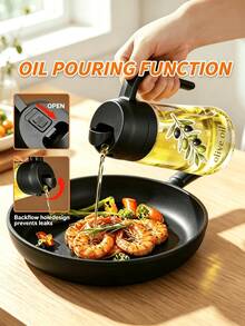 1pc 2-In-1 Olive Oil Dispenser Bottle, Dual Use Pour & Spray Oil Pot With Handle, Leak Proof Precision Oil Control, Healthy Living Kitchen Gadget, Seasoning Container For Cooking Salad BBQ, Meet Daily Cooking Needs, Color & Style Random - Multicolor - View 6