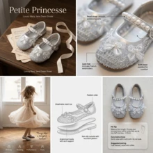 Girls' Solid Color Mesh Sandals 2026 Spring/Summer New Pearl Flower Bow Princess Shoes Performance Shoes - Silver - View 3