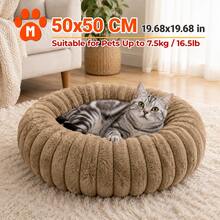 Luxury Faux Rabbit Fur Round Donut Pet Bed, Dog Bed, Cat Bed, Soft Fluffy Comforting Pet Bed, Thickened Rim Warm Pet Sleeping Bed, Suitable For Small And Medium Pets - Multicolor - View 8