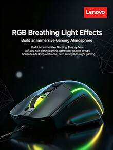 Lenovo M603 Wired Gaming Mouse, RGB Breathing Light Effect, USB Wired Mouse For Desktop/Laptop, Gaming, Office, Home Use, Black - View 2