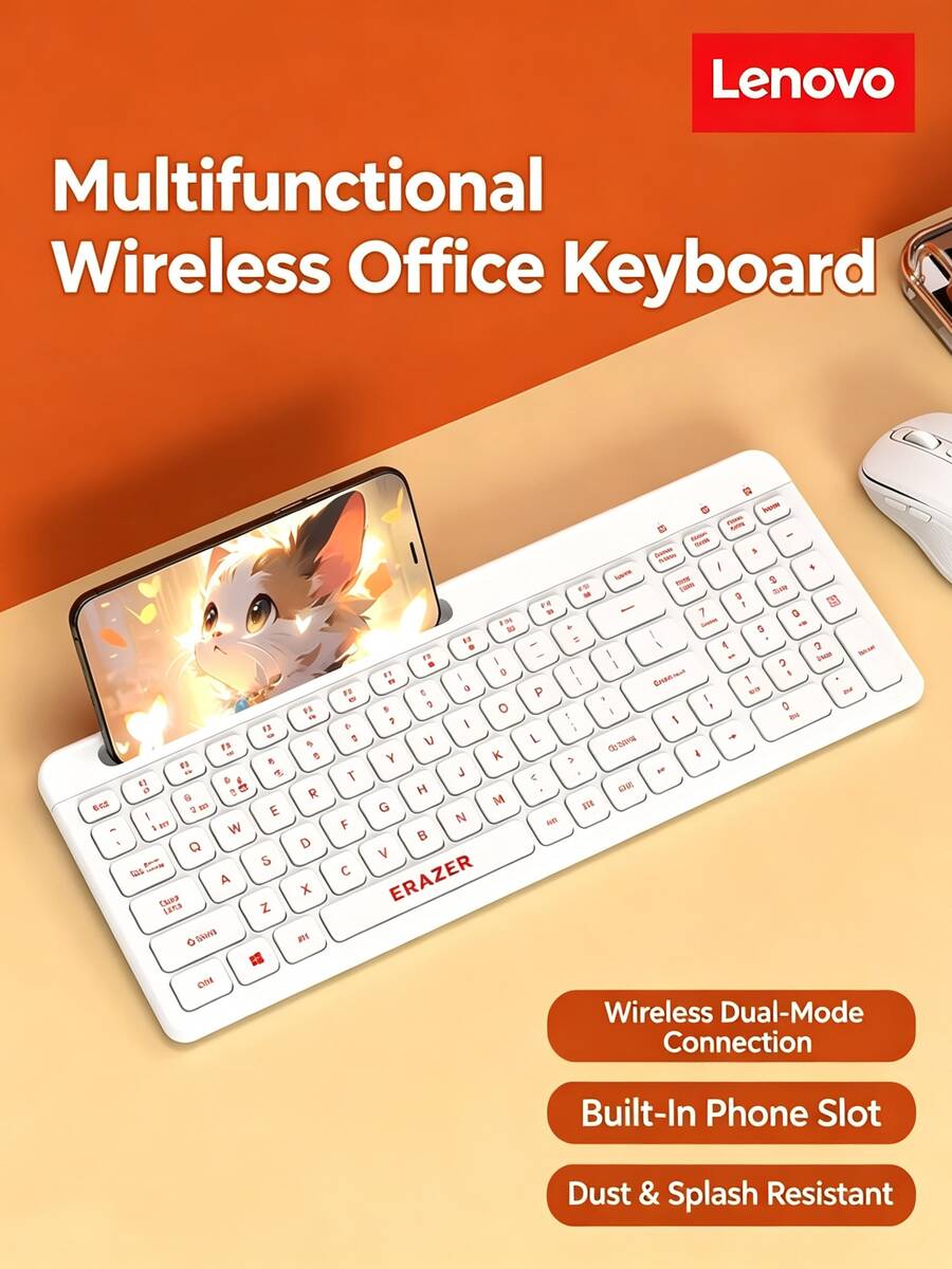 Lenovo KS03 Wireless Dual-Mode Keyboard With Card Slot, Ergonomic, Dustproof And Splash-Resistant, Quiet Keys, Long Battery Life, Suitable For Business, Office, And Home Use, Multiple Colors Available - View 1