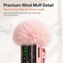 HITOZON Professional Wireless Lavalier Lapel Microphone, Plug & Play, 30H Battery With Charging Case, Intelligent Noise Cancellation Compatible With Iphone Android, Video Recording Vlogging Live Streaming - Pink - View 7