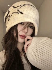 1pc Women's Star Knit Hat, Fashionable Elastic Autumn Accessory, Suitable For Outings And Halloween Holiday Matching, Hats For Women, Fall Style, Hats - Multicolor - View 2