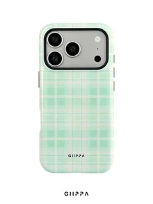GIIPPA 1件綠色格紋圖案設計手機殼，適用於Phone 17 Pro Max，相容Phone 16 Pro Max、15 Pro Max、14 Pro Max，韓系高端時尚趣味手機殼，適合11/12/13/14/15/16 Pro Max Plus，男女皆宜的優雅設計，聖誕節、情人節、復活節、婚禮季與生日送女友的完美禮物！ - 綠色 - 查看 1