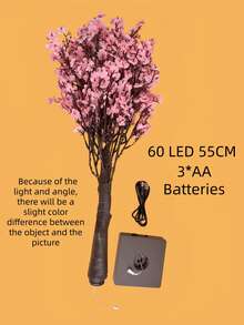 1PC 55CM Red LED Tree Lamp Fairy Light 60LED Warm Light USB Battery Powered Holiday Table Decor - Warm White - View 8