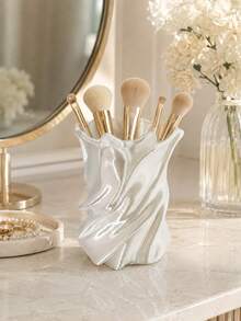 1pc Twisted Makeup Brush Holder, Cosmetic Storage Cup, Vanity Organizer Rack, Lipstick Holder, Makeup Tool Storage Box, Desktop Organizer, Bathroom Countertop Storage, Bedroom Decor, Aesthetic Vanity Decor, Gift, Student Desk Accessory, Wedding Halloween - Multicolor - View 9