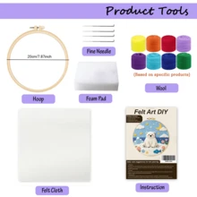 20x20cm/7.9x7.9 Inch DIY Needle Felting Starter Kit,Wool Felt,Winter Animals Theme Includes Instruction Manual,Embroidery Frame,Stamping Needle,Foam Padding,Wool And Felt,Handicraft Embroidery For Home Decoration,Suitable Gift For Special Occasions - Winter Animals - View 7