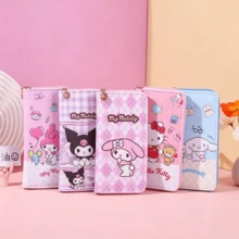 Mesuca Cute PU Leather Long Zipper Wallet, Kawaii Cartoon Character Print Multicolor Rectangular Purse Coin Card Holder Girls Birthday Gift - Multicolor - View 2