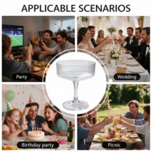 Ribbed Vintage Decorative Martini Glasses, Champagne And Cocktail Cups | 1/2/4/6/12pcs Set | 8oz Rippled Glass Indoor And Outdoor Gift - Transparent - View 9