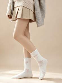 1/5 Pairs Macaron Color Sweet Cute Cartoon Puppy Versatile Warm Thick Mid-Calf Socks - Multicolor - View 9