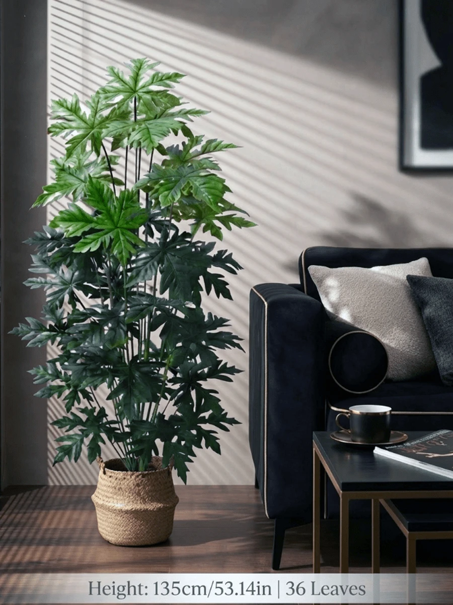 1pc Giant Artificial Palm Tree, Nordic Style, Tropical Leaves, Maintenance-Free Evergreen, Suitable For Home, Hotel, Office, Wedding, Party Decoration, Mother's Day, Graduation Season, Summer, Halloween - Green - View 1
