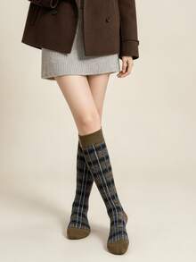 1/3 Pairs Maillard Japanese Retro Colorful Plaid Versatile Comfortable Preppy Style Calf Socks - Multicolor - View 5