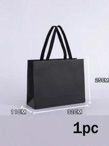 1/5pcs Black Premium Kraft Paper Bags, Suitable For Wedding, Christmas Party, Candy, Food, Cookie Packaging, Also Suitable For Fashion Clothing, Gift Packaging - Multicolor - View 9