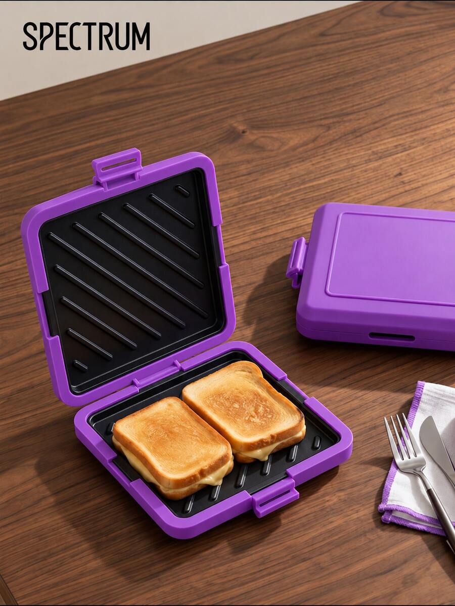 1pc Double-Sided Microwave Sandwich Grill, No Electricity Required, Suitable For Home, Office, And Outdoor Use. Microwave Sandwich Toaster, Compact Design, Heat-Resistant - Multicolor - View 1