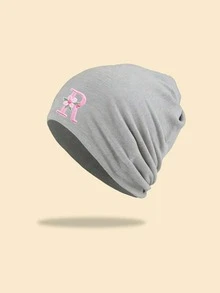 1pc Unisex A-Z Letters Thin Slouch Beanie Hat, Ponytail Design Hat For Women, ,Outdoor Skull Cap, Ideal For Spring/Autumn Streetwear - Grey - View 27