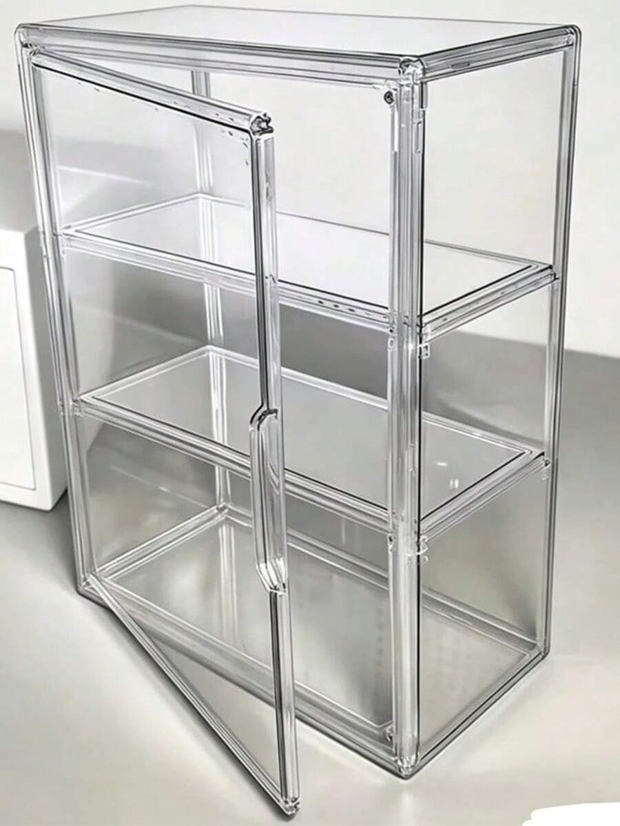 Tủ trưng bày acrylic trong suốt 3 lớp với cửa nam châm, hộp trưng bày Giáng Sinh, hộp đựng trang sức, đồ dùng thiết yếu cho gia đình, trang trí phòng ngủ, kệ lưu trữ nhiều lớp cho đồ sưu tầm, văn phòng, quà tặng cho phụ nữ, hộp lưu trữ, trang trí phòng, quà Giáng Sinh