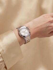Swarovski Two-Tone Chronograph Watch - Rose Gold & Silver Crystal Bezel White Dial, Swiss Made Luxury Wristwatch Gift For Women - Rose Gold - View 10