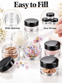 50/5 Packs 5g Empty Cosmetic Sample Jars, Transparent Plastic With Lid Containers, Suitable For Face Cream, Lotion, Beads, Eyeshadow And Rhinestones, Portable Travel Storage Jars - Black - View 5