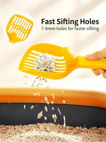 Dual-Color Cat Litter Scoop, Large Hole Sieve With Hanging Hole, Wide Scoop Surface, Space-Saving Hanging Design, PP Material - Multicolor - View 7