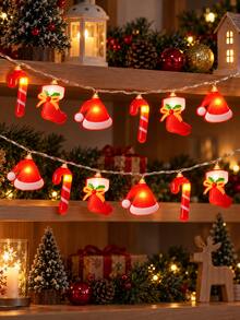 20LED Christmas Elements String Lights, THats, Sock Sandcandy, Powered By Battery, Suitable For Christmas Winter Party, Indoor & Outdoor Decor, Bedroom, Dining Table, Yard, Garden, Balcony, Porch, Living Room - Christmas - View 8