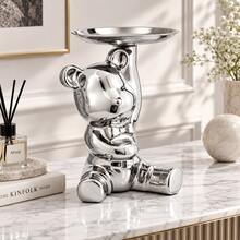 Naturepeak A Creative Bear Jewelry Tray, Ceramic Material, Suitable For Restaurant, Living Room Desktop Decorative Ornaments, Decorative Plates, Storage Trays - Multicolor - View 4