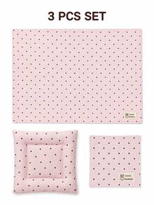1pc Square Plaid Polka Dot Pure Cotton Thick Heat-Resistant Placemat Coaster Table Mat, Suitable For Coffee Table, Office Desk, Bedroom, Cafe And Daily Home Use - Pink Brown - View 17