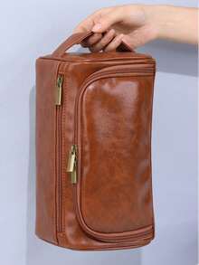 This Lightweight And Portable Men's Toiletry Bag Features A Hanging Design With A Sturdy Handle For Easy Carrying, Fitting Easily Into A Suitcase Or Backpack. The Large-Capacity Shaving Bag Provides Ample Storage Space. - Multicolor - View 3