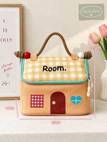 "Dopamine Style" Makeup Bag, Wide Mouth Design, Novel Style, Suitable As A Gift Or Toiletry Bag, House-Shaped Design, Compartmentalized Storage For Toiletries And Cosmetics, Large Capacity, Suitable For Vanity, Bathroom Countertop Or Packing In Luggage - Multicolor - View 12